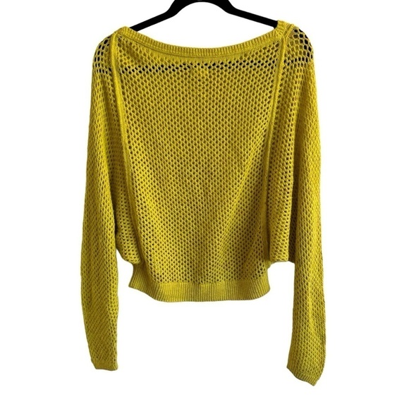 Pilcro Open-Stitch Crew-Neck Sweater, Yellow, Size XS - Picture 7 of 10